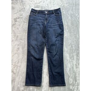 Lee Jean Women Sz 10 Short Dark Blue Relaxed Straight Mid Rise Whiskered Stretch